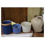 Stoneware Jug & Salt Crocks