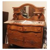 Oak Dresser w/Beveled Mirror