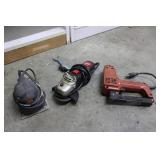 Stapler, Angle Grinder, & Palm Sander