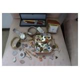 Vintage Pins, Watches & Pen Set