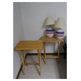 Oak TV Trays & Lamps
