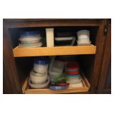 Plasticware in Cabinet