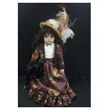 Artist Made Porcelain Black Doll with Parasol