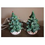 7" Lighted Ceramic Christmas Trees