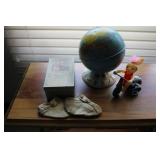 Vintage Tin Litho Globe Bank  & Trike