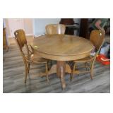 Round Pedestal Oak Table w/3 Chairs