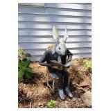 29" Metal Bunny Reading Book