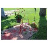 Red Painted Bike & Plant Holder