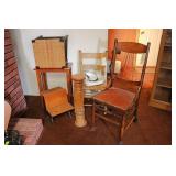 Wood Chairs, End Table, & Foot Stool