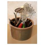 Crock Of Vintage Utensils