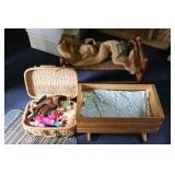 Stool, Cradle,  & Barbie Dolls