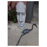 Copper Crane & Moai Concrete Statues