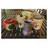 Vintage Canister, Flour Sifter, Pewter Mug