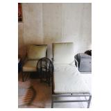 Wrought Iron Lounger, Chair & Side Table