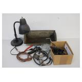 Hardware Bin, Desk Lamp, Gauges,  Etc.