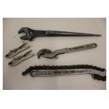 Mini Vise Grips, Crescent Wrench, Chain Clamp
