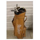 Assorted RH Putters  & Vintage McGregor Golf Bag