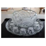 Vintage Pinwheel & Stars Punch Bowl Set