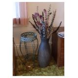 Metal Plant Stand & Ceramic Vase