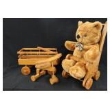 Bear in Highchair & Wooden Wagon