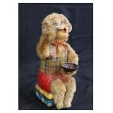 Vintage Battery Operated Bubble Blowing Monkey Tin