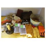 Gloves, Cabinet Hinges, Bottle Jack, & Misc.