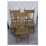 Antique Oak Chairs w/ Caned Bottoms
