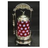 Victorian Era Cranberry Pickle Caster