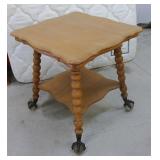 Antique Oak Parlor Table w/ Glass Feet
