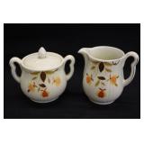 Hall's Jewel Tea Autumn Leaf Rayed Sugar Bowl w/ L