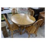 48' Pedestal Table & 4 Fiddle Back Chairs