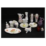 Wall pockets, Vases, misc. Glassware.