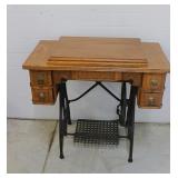 Antique White Sewing Machine Treadle Cabinet