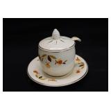 Hall's Jewel Tea Autumn Leaf Covered Jelly Jar