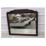 Hanging Beveled Glass  Oak Mirror