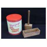 Sterzing's Tin, Wood Mallet, & Cheese Crate