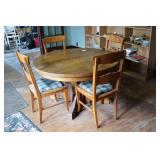 Antique 48' Round Table & 4 Chairs