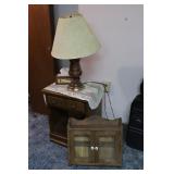 Nightstand, Shelf, & Lamp