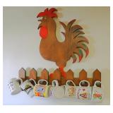 Large Wood Rooster Mug Holder