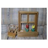 Handcrafted Wood Tulip Window Dï¿½cor