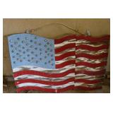 Hanging Wood Carved American Flag