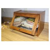 Oak Bread Box w/ Cookbooks