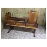 Handcrafted Pine Doll Cradle w/Seat