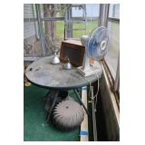 Glass top Patio Table, Fan, & Breadbox
