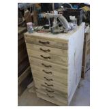 Handcrafted 9 Drawer Rolling Wooden Toolchest Orga