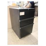 Rolling 3 Drawer Black File Cabinet