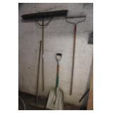 Shovel, Brooms, & Rake