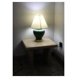 Blonde End Table & Lamp
