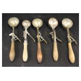 Vintage Wooden Handle Ice Cream Scoops