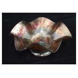 Holly Marigold Carnival Glass Ruffled Bowl